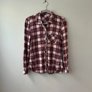 Gap, flannel, red/white, long-sleeve, M, button down